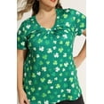 thumbnail image 2 of CASSIE LIZ Womens Tops Plus Size St. Patricks V Neck Shirts Fashion Short Sleeve Green Lucky Clover Flowy Tee Loose Fit Tunics Summer Fall Pleated Blouses Casual Swing Pullovers XL 14W 16W, 2 of 6