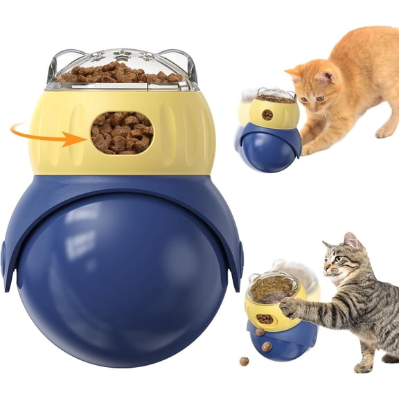 Cat Interactive Puzzle Toy, Adjustable Treat Dispenser for Indoor Cats, Safe Material Kitty Enrichment Toy for IQ Training, Mental Stimulation, Relieve Boredom, Gifts