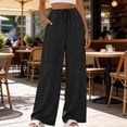 thumbnail image 2 of Nhthy Women's Summer Casual Straight Leg Long Pants, Solid Loose Fit Breathable Full Length Trousers for Everyday Outfits Black XXXL, 2 of 9