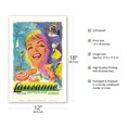 thumbnail image 2 of Lausanne Lake Geneva - Switzerland - Vintage Travel Poster by Percy Drake Brookshaw c.1950s - Master Art Print (Unframed) 12in x 18in, 2 of 4