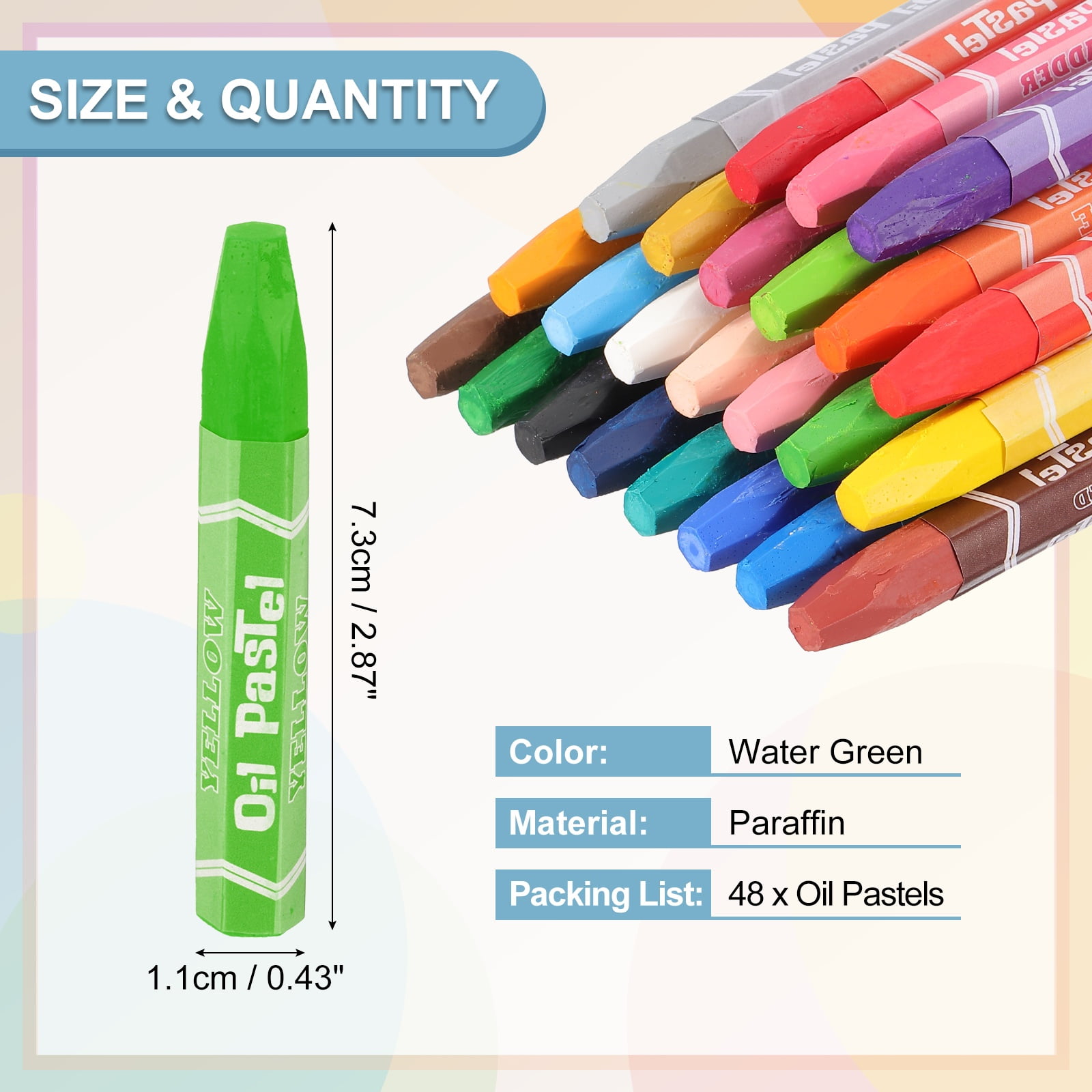 Uxcell Water Green Oil Pastels, 48Pcs Soft Oil Crayons Vibrant and Creamy Pastels Stick Art Supplies for Art Painting Drawing Blending Graffiti for Artists Beginners