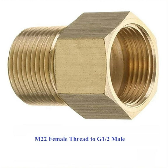 M22 14mm Female Thread to G1/2 male Metric Adapter Pressure Washer Brass