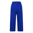 thumbnail image 5 of CFLVAEK Stretch Capris for Women with Pockets Loose Fit Split Wide Leg Workout Capri Pants Casual Summer High Waisted Yoga Cropped Pants Blue M, 5 of 9