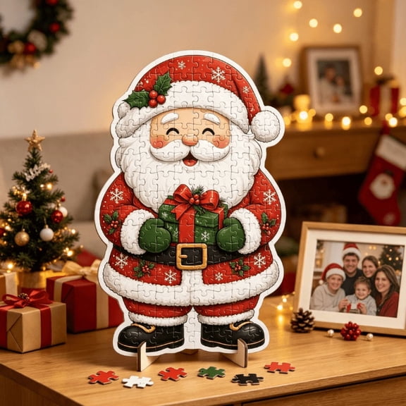 Christmas Snowman Wooden Jigsaw Puzzle for Adults, Colorful Holiday Puzzle (8.2x8.2 Inch) for Anniversary Birthday Gift