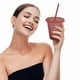 thumbnail image 2 of Advancent Vaso para beber con tapa y pajita Botella reutilizable de plástico PP PP para batido de jugo de café de bebida fría Mostrada Rosa claro 480ml Advancent HA007952-10, 2 of 5
