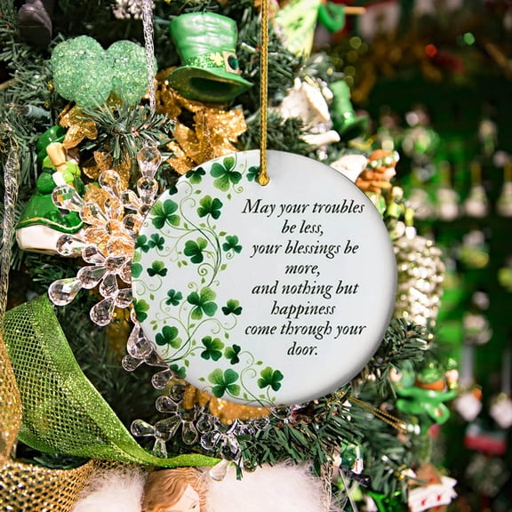 Swiftyle 4 Pcs St Patrick's Day Irish Blessing Ornament Double Sided Keepsake Gift for Friends Home Decor(8cm)