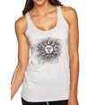 thumbnail image 1 of Wild Bobby Radiating Sun Puff Print Fashion Tri-Blend Racerback Tank Top, Heather White, Medium, 1 of 6