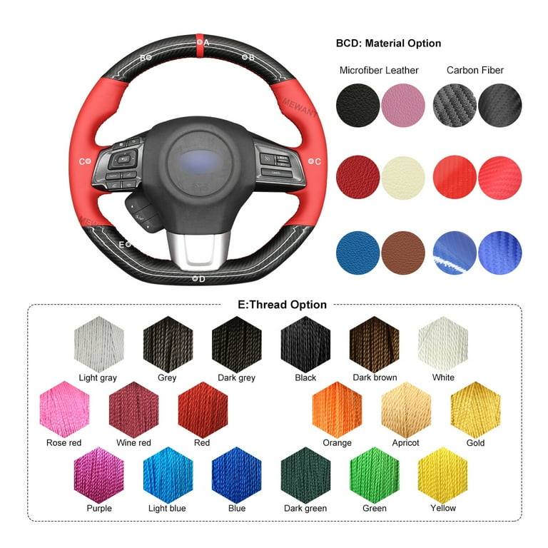 MEWANT Steering Wheel Cover for Subaru WRX 2015 2021 WRX STI 2015 2016 2017 2018 2019 2020 2021 Handsewing Carbon Fiber Leather Wrap