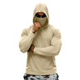 thumbnail image 2 of Domuza Sun Protection Fishing Shirts Men Upf 50+ Long Sleeve Hoodie Shirts Summer with Face Mask Uv Rash Guard Hiking Blouses Beige XL, 2 of 6
