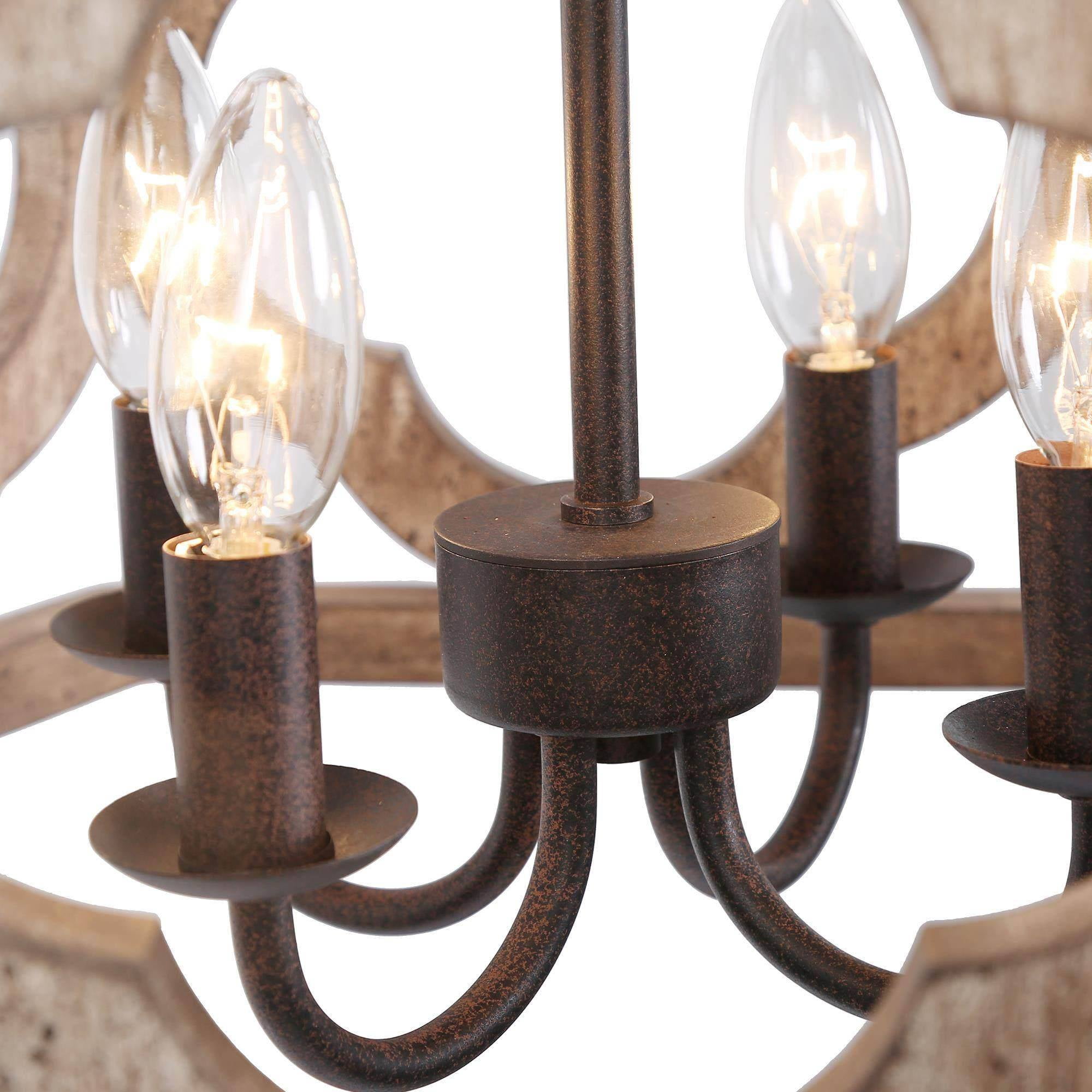 LNC Quaint 4-Light Distressed Bronze Farmhouse Led Cage Chandelier