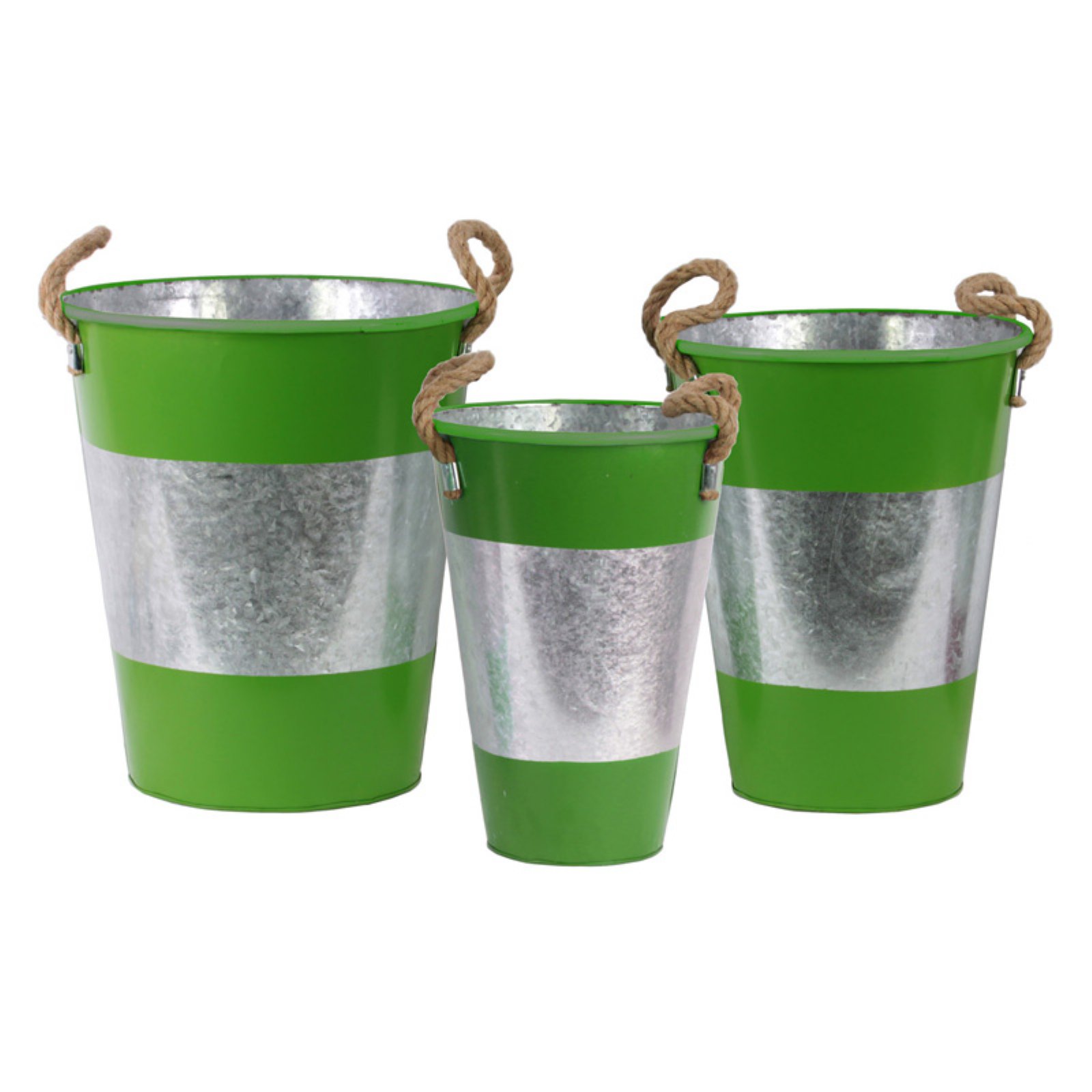 Urban Trends Round Bucket with Rope Handles Set of 3