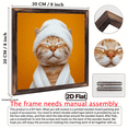 thumbnail image 3 of 1pc Wooden Framed Canvas Painting, a Cute Orange Cat Wearing a White Bathrobe, Popular Wall Hanging, Suitable for Office Corridor Home Living Room Decoration, Holiday Gift, Great Gift., 3 of 9