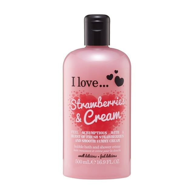 I Love Cosmetics Crema de Baño y Ducha, Fresas y Crema, 500 ml