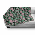 thumbnail image 3 of Tropical Soft Flannel Fleece Blanket, Exotic Arrangement of Foliage and Flower Composition Hawaiian Design, Cozy Plush for Indoor and Outdoor Use, 60" x 80", Pale Pink and Sea Green, by Ambesonne, 3 of 6