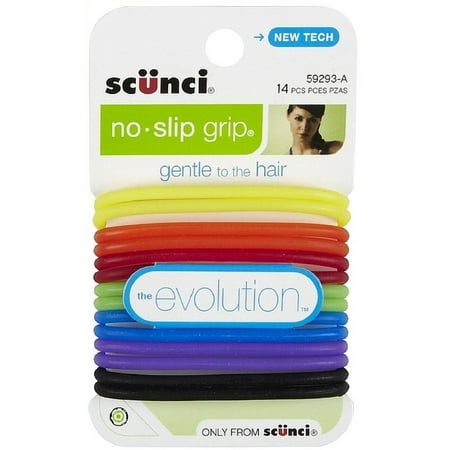 Scunci No-slip Grip The Evolution Bright Jelly Hair Ties, Assorted Colors 14 ea (Pack of 3)