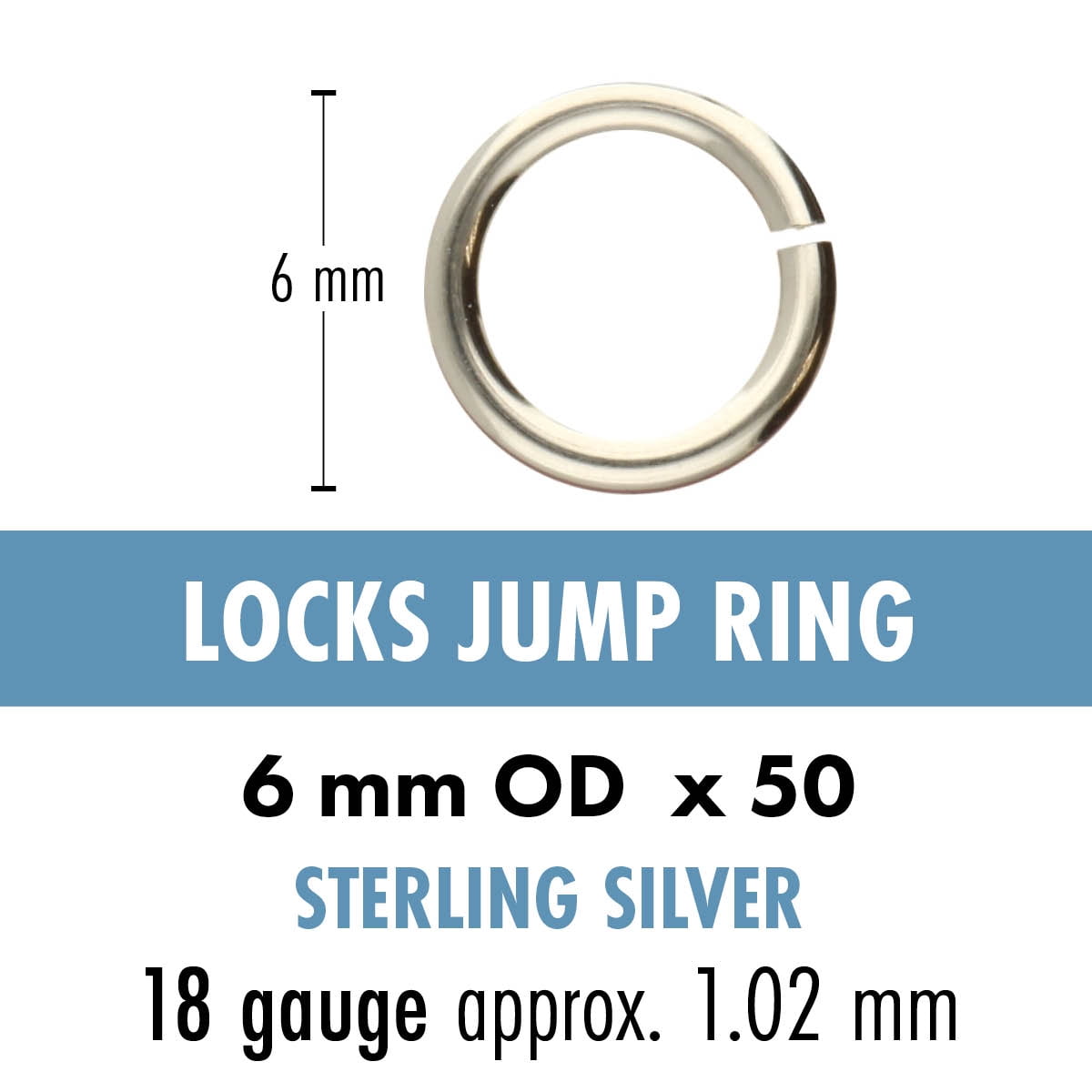 The Beadsmith Sterling Silver JumpLocks – 6 mm Jump Rings, 18 Gauge, 50pc