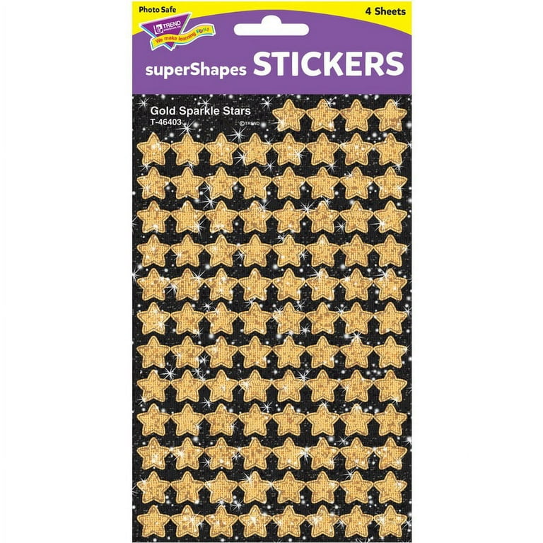 Trend Gold Sparkle Stars superShapes Stickers - Sparkle Stars Shape - Self-adhesive - Acid-free, Fade Resistant, Non-toxic, Photo-safe - Gold - 400 / Pack Trend Gold Sparkle Stars superShapes Stickers - Sparkle Stars Shape - Self-adhesive - Acid-free, Fade Resistant, Non-toxic, Photo-safe - Gold - 400 / Pack