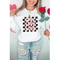 thumbnail image 5 of Women's White Checkerboard LOVE Printed Round Neck Sweatshirt for Valentine's Day | [ZhiHiMeRi] | (US 20-22)2XL, 5 of 8