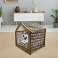 thumbnail image 3 of Animal Pet House, Abstract Savannah Animals in Colorful Design Patterned with Circles on Brown Back, Outdoor & Indoor Portable Dog Kennel with Pillow and Cover, 5 Sizes, Multicolor, by Ambesonne, 3 of 5