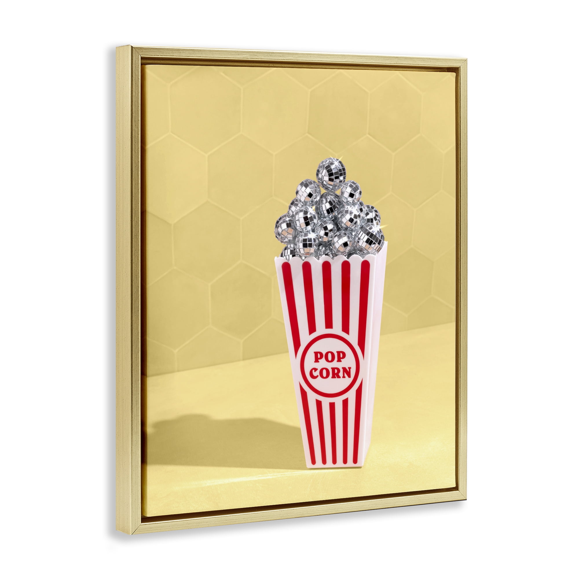 Stupell Industries Disco Filled Popcorn Gold Framed Floater Canvas Wall Art, design by LISH Creative