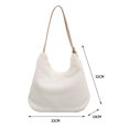 thumbnail image 3 of Bolsa de mano de felpa con doble correa para mujer, de gran capacidad de tela cálida (blanco) Ehuebsd Para Estrenar, 3 of 9
