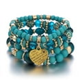 thumbnail image 1 of Pulsera multicapa de estilo bohemio popular de moda europea y americana con cuentas de corazón de melocotón de cristal, joyería de mano para mujer, 1 of 1