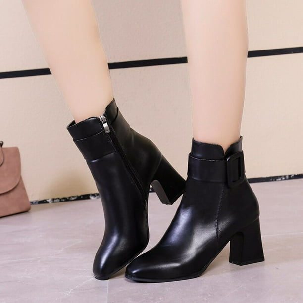 Bottine talon cheap epais noir