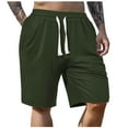 thumbnail image 2 of VgaVtl Men's Shorts Cotton Shorts for Men Plus Size Casual Pockets Solid Regular Elastic Waist Beach Shorts,Green M, 2 of 5