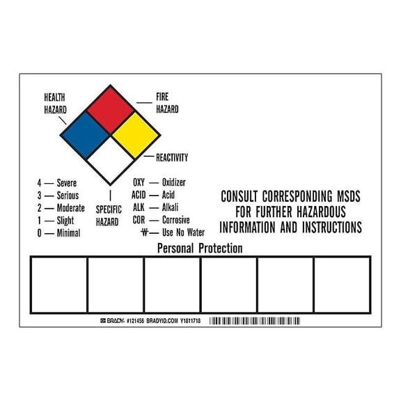 Brady Label,7in. H x 10in. W,PK5 121456