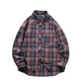 thumbnail image 1 of Blusa y camisa de manga larga con cuello vuelto para hombre, blusa informal a cuadros con botones y cuello vuelto, blusa de manga larga para hombre, 1 of 3