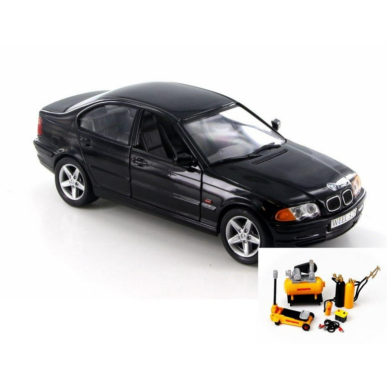 Diecast Car Mechanic Set Package 1998 BMW 328i Black Welly 9395 4D 1 24 Scale Diecast Model Toy Car w Mechanic Set