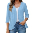 thumbnail image 2 of Vrorvz Fashion Cardigan Womens 3/4 Sleeve Open Front Summer Vacation Beach Sweater Dressy Lightweight Clothes, 2 of 5