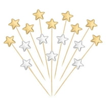 Uxcell Star Cupcake Toppers Mini Cupcake Picks for Wedding Engagement Birthday Party (60 Pack, Gold/Silver)