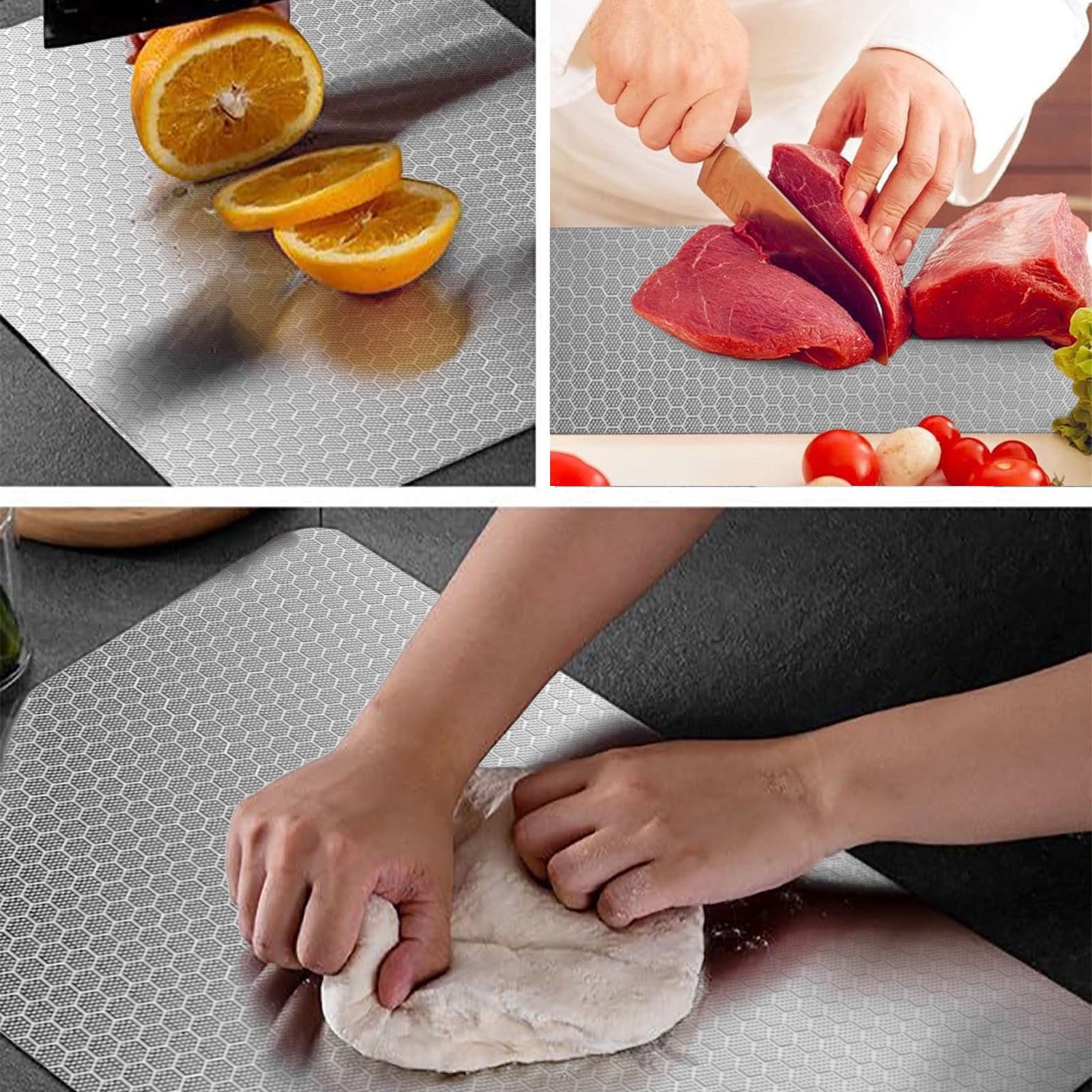 Double Sided Metal Cutting Board 7.9 x 11.4 inch - Non- Stainless Steel Prep Mat for Kitchen, Fruit Vegetable & Meat Chopping, Kneading Cutting Board Mats for Indoor Outdoor Use (Honeycomb)