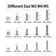 thumbnail image 1 of 500 Uds M3 M4 M5 304 acero inoxidable cabeza hexagonal botón cabeza hueca Cable pernos tornillos con tuercas surtido, 1 of 2
