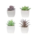 thumbnail image 1 of Plantas suculentas artificiales, mini suculentas de imitación verdes surtidas en macetas, pequeñas plantas suculentas artificiales con maceta de madera para el hogar, oficina, sala de estar,, 1 of 5