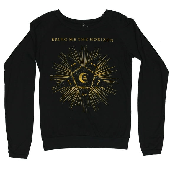 Bring Me The Horizon Girls Juniors Light  Sweatshirt - Starburst Eyed Star Image (Small)