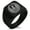 Black, variant on Stainless Steel Hatano Samurai Crest Geometric Pattern Biker Style Polished Ring