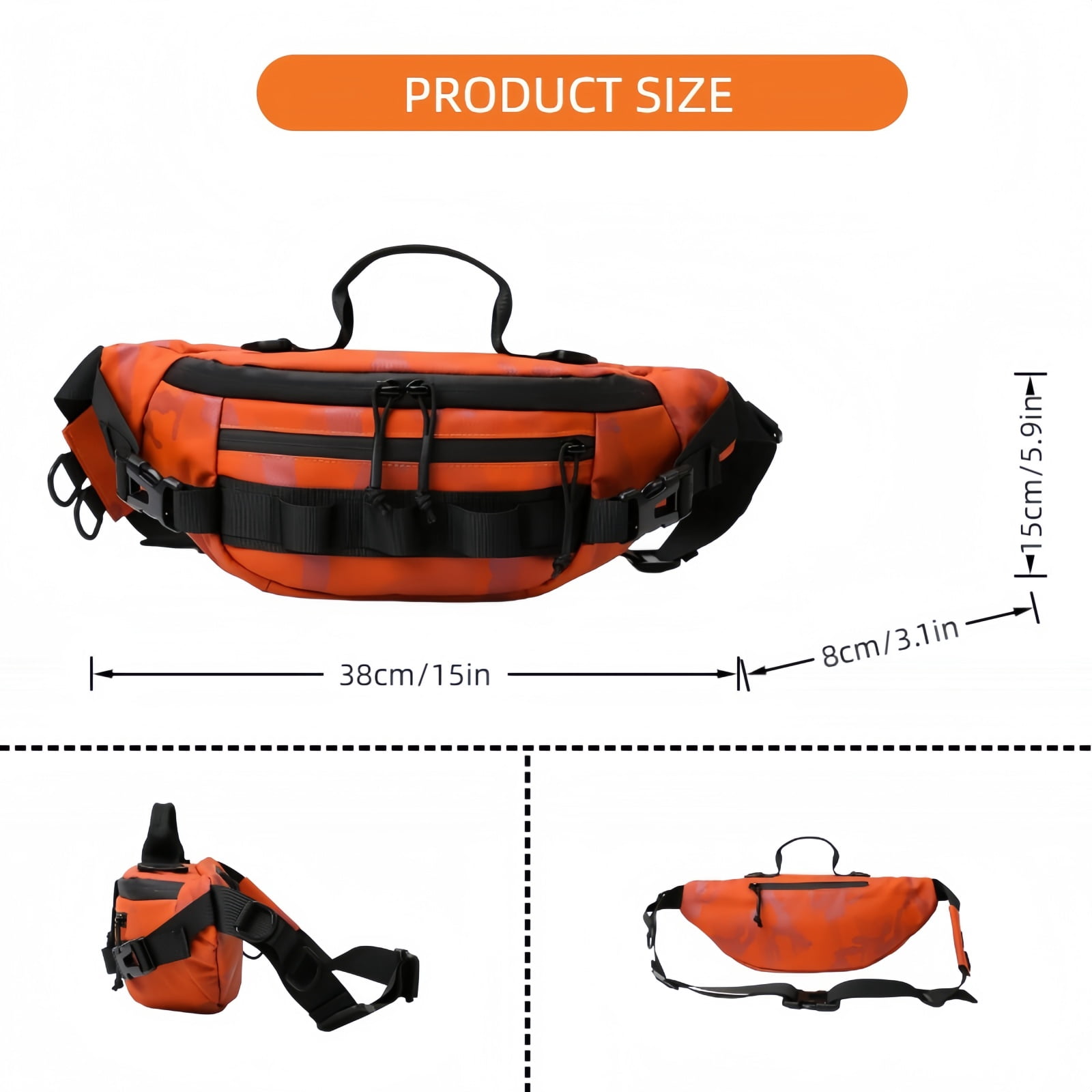 SIX DEER Waterproof Fishing Waist Pack, Tactical Sling Crossbody Bag with Fishing Tool Organizer, Multi-Purpose Water-Resistant Fanny Pack for Fishing, Hiking and Everyday Carry