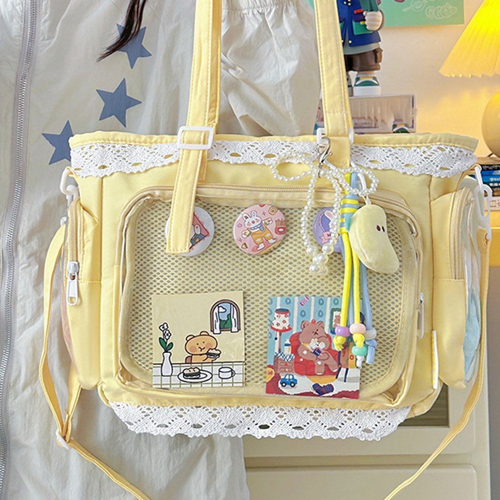 Slccxzc Japanese Style Lace Ita Bag Clear Display Anime Tote Shoulder Crossbody Handbag
