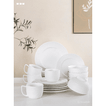 16-Piece Stoneware Dinnerware Set for 4 – Ceramic Tableware Dish Set White