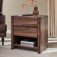 thumbnail image 7 of Aitjunz 2 Drawers Modern Nightstand for Bedroom, 25" Tall Night Stand with Charging Station & Open Shelf, Rounded Corner Design, Brown, 7 of 7