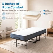 Mjkone Folding Bed with Mattress,75 x 31Rollaway Bed for Adults with Dust Cover,Twin Size Foldable Bed with Lockable Wheels for Small Space