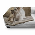 thumbnail image 3 of Animal Soft Flannel Fleece Throw Blanket, Baby Cat Kitten and Puppy Dog Best Friends Image Photo Artwork, Cozy Plush for Indoor and Outdoor Use, 70" x 90", Sand Brown White, by Ambesonne, 3 of 6