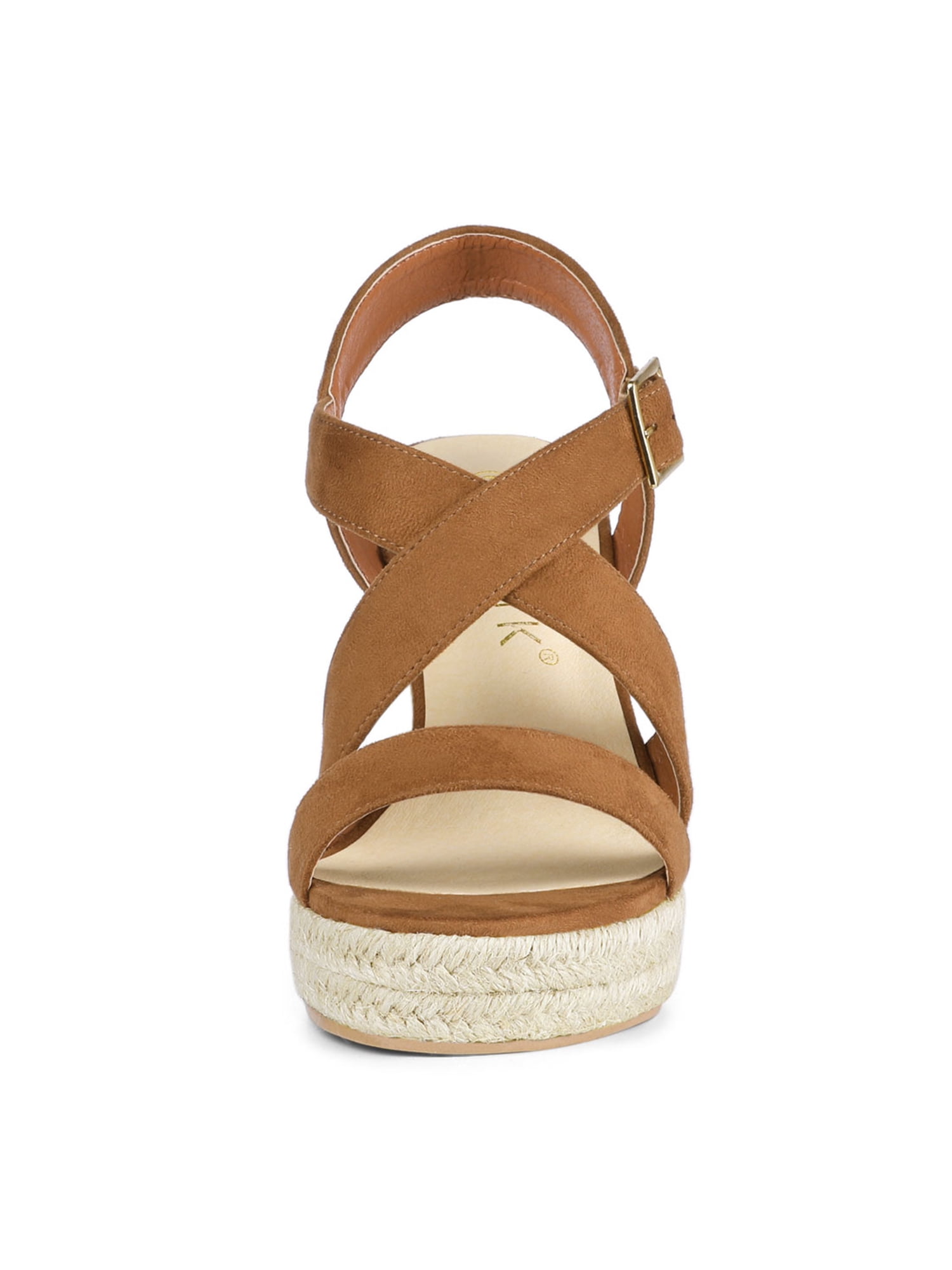 DARING DIVA Women's Stylish Espadrilles Platform Slingback Wedges Sandals Brown 9