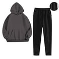 thumbnail image 2 of Sweatsuits Women 2 Piece Cotton Jogging Outfits 4 Pockets Hoodie and Jogger Pant Sets Sweatpant Sportswear Fall (XL, Dark Gray), 2 of 6