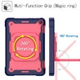 thumbnail image 2 of ELEHOLD Rugged Heavy Duty Case for Kindle Fire HD 8/ Fire HD 8 Plus (12th Gen 2022 Release), Kids Friendly 360° Rotating Kickstand Handle Grip Shoulder Strap Shockproof Case, Navy/Rose, 2 of 8