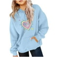 thumbnail image 2 of WQNVRNR Kids Valentine's Day Hoodie- Long Sleeve Casual Heart Fleece-Lined Sweatshirt with Pocket Light Blue Size 8, 2 of 6