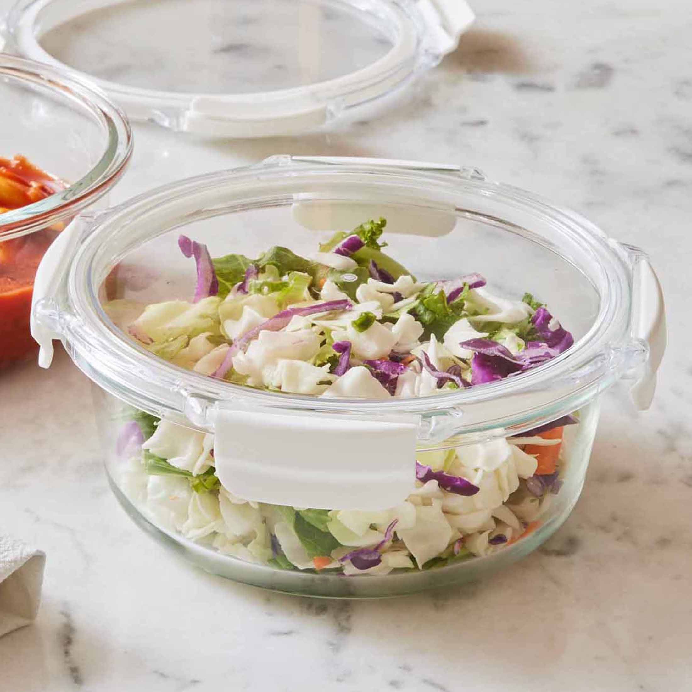 (8 pack) Better Homes & Gardens 4Cup Round Glass Food Storage Container with Tritan Lid. Set of 1, 2 Pieces