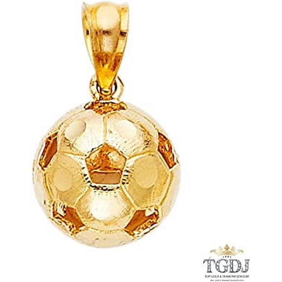 TGDJ 14K Real Gold Soccer Ball Pendant